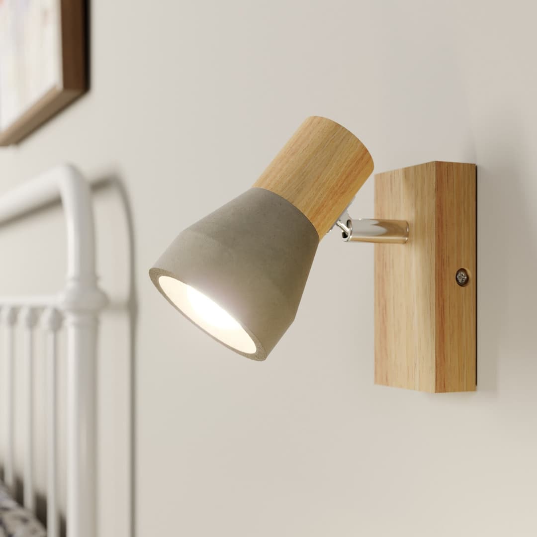Filiz Wandleuchte Wood/Concrete - Lindby - Schlafzimmer - Skandinavisch - Beton - Einflammig