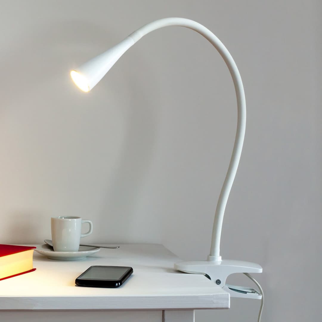 Baris LED Klemmleuchte White - Lindby - Arbeitszimmer / Büro - Modern - Metall - Einflammig