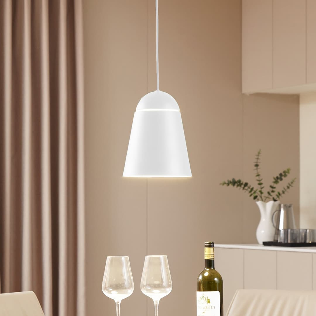 Montes Pendelleuchte, weiß, Ø 20 cm, Aluminium - NOLA - Wohnzimmer - Skandinavisch - Einflammig