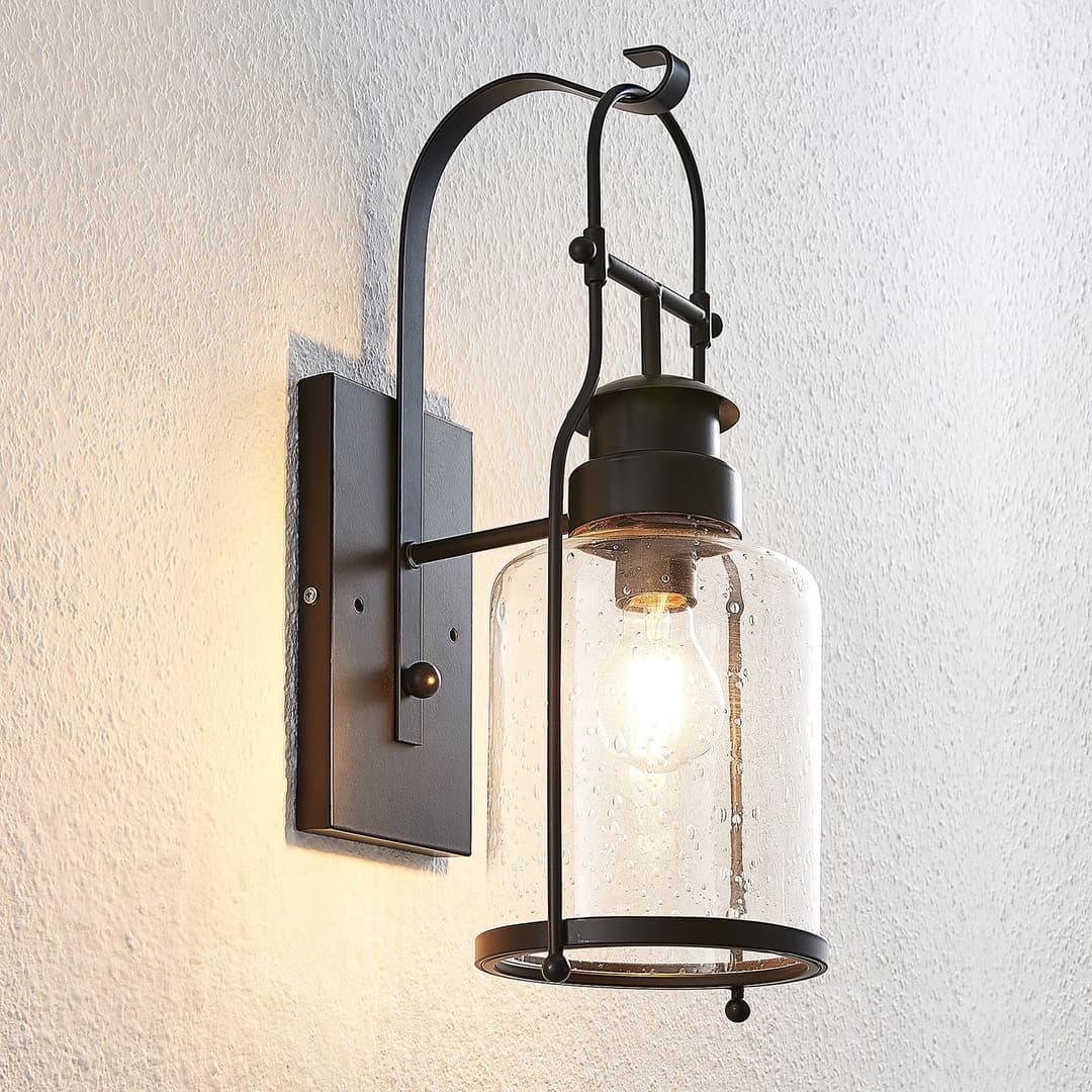 Rozalie Wandleuchte Clear/Black - Lindby - Flurbereich - Vintage - Metall - Einflammig