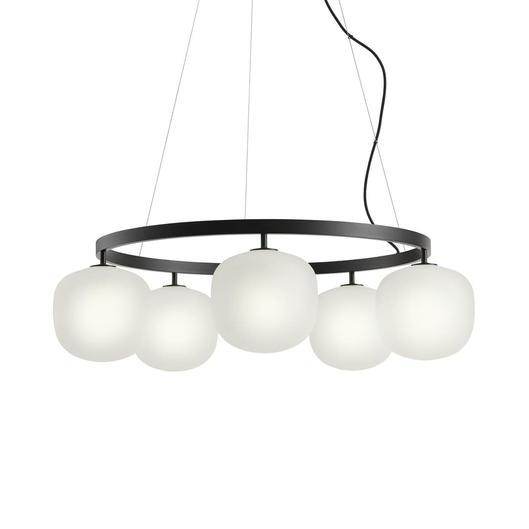 Chandelier Hängeleuchte schwarz Glas Ø 80 cm G9 - Muuto - Wohnzimmer - Design - Mehrflammig