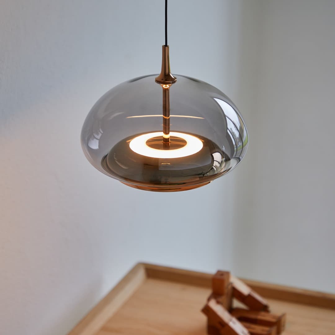 Avalon Pendelleuchte Smoked/Rose Gold - Loom Design - Wohnzimmer - Modern - Glas - Einflammig