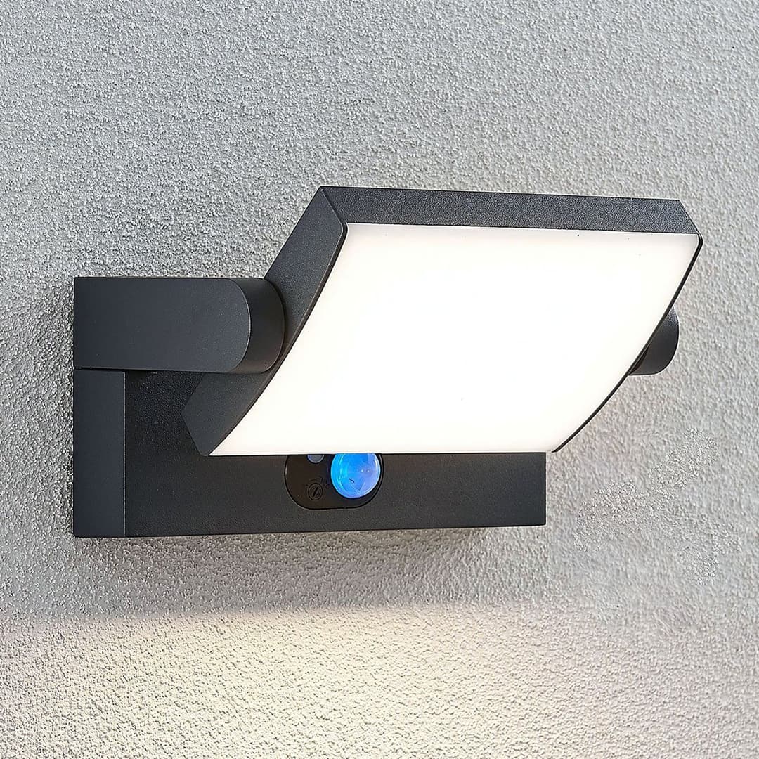 Sherin LED-Solarwandlampe Anthrazit Sensor IP54 - Lindby - Balkon - Modern - Aluminium - Mehrflammig