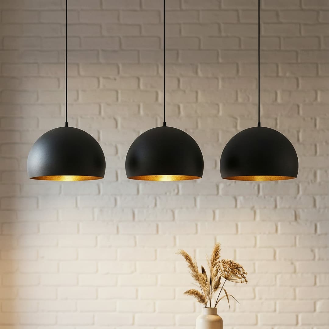 Tarjei Pendelleuchte L120 Black/Gold - Lindby - Wohnzimmer - Modern - Metall - Mehrflammig