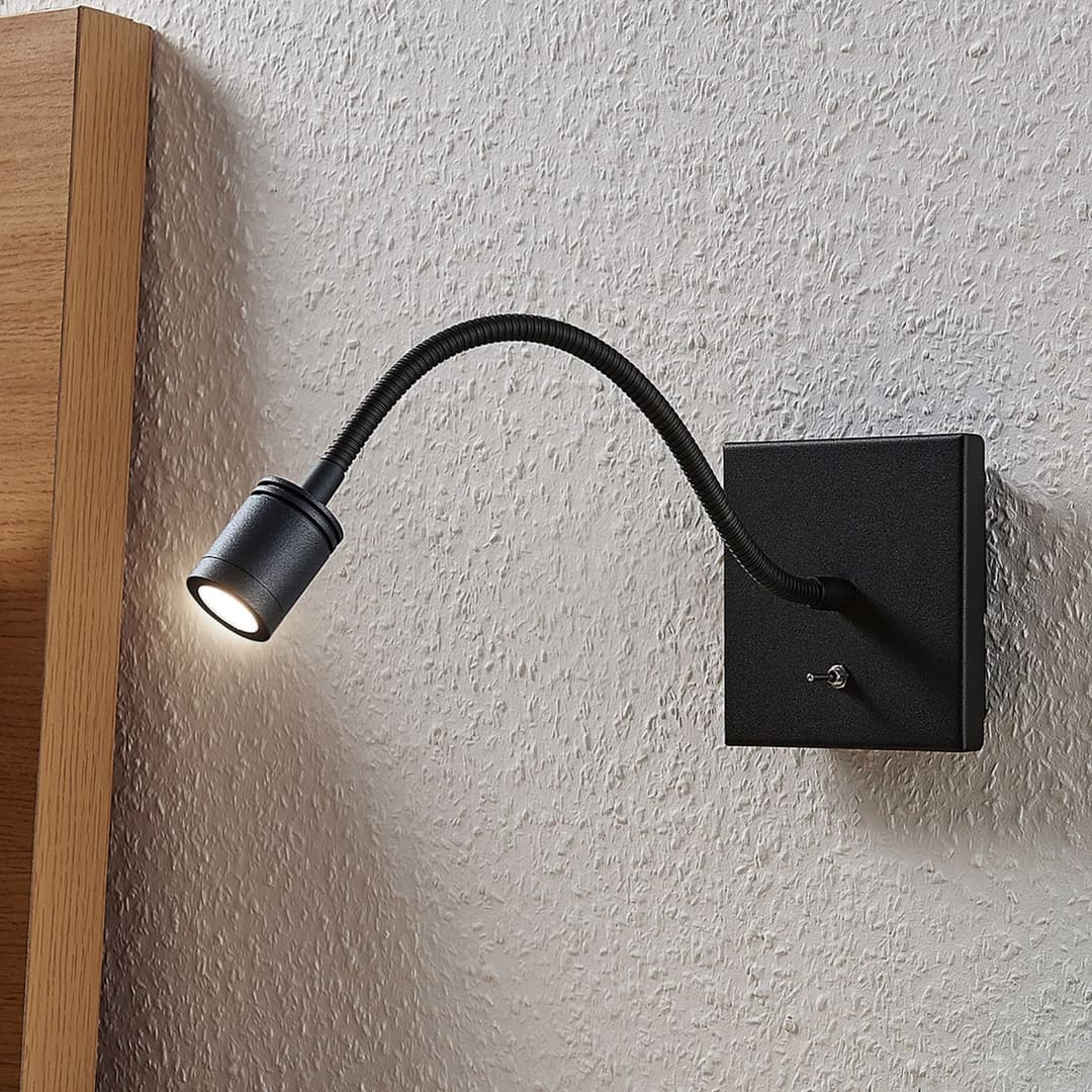 Mayar Wandleuchte Black - Lindby - Schlafzimmer - Modern - Metall - Eckig