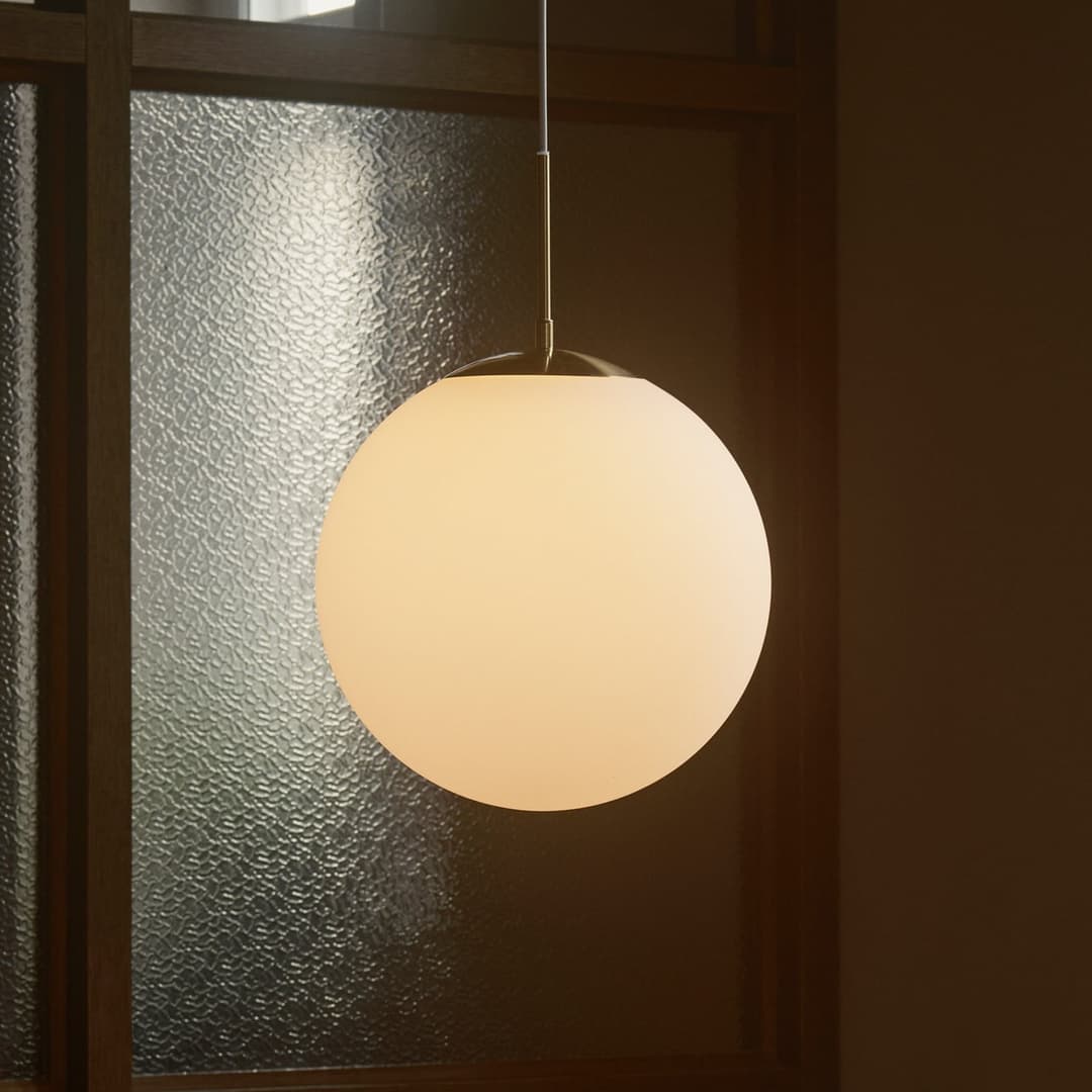Grant Hängeleuchte, mesing/weiß, Ø 25cm - Nordlux - Wohnzimmer - Glas - Einflammig