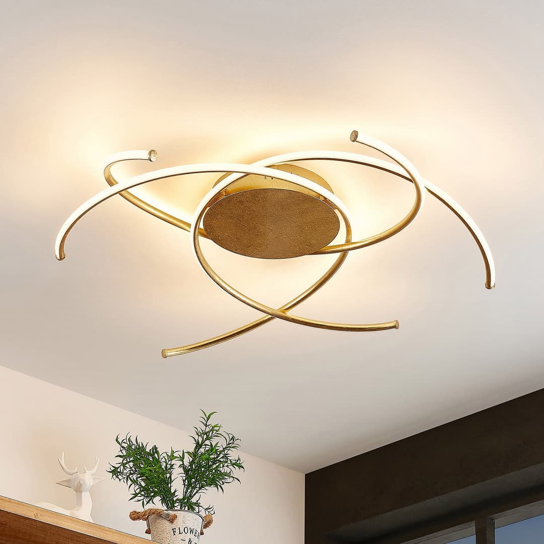 Yareli LED Deckenleuchte Gold - Lindby - Wohnzimmer - Modern - Metall - Mehrflammig