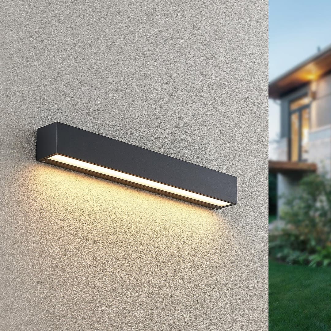 Krylo Außenwandleuchte IP65 Graphite - Lucande Lengo - Balkon - Modern - Aluminium - Eckig