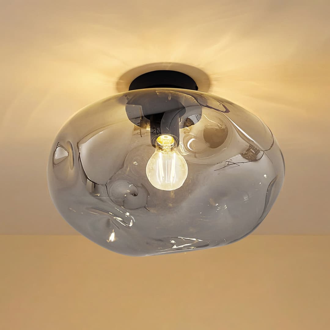 Lelia Deckenleuchte Ø 35 cm rauchgrau Glas - Lindby - Esszimmer - Design - Bündig