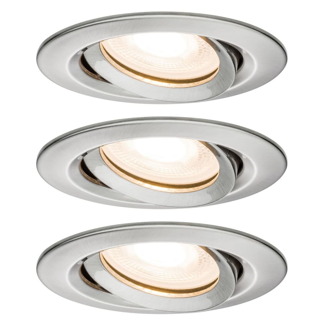 Nova Einbauspot, 3er, eisen, dimmbar, IP65, 2700K - Paulmann - Wohnzimmer - Modern - Metall - Einflammig