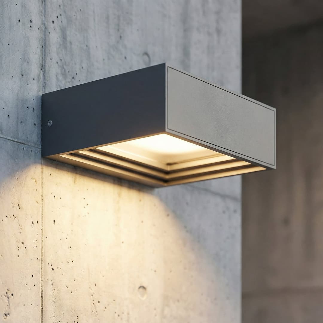 Ashkan LED-Wandleuchte, anthrazit, IP65 - Lucande - Modern - Metall - Eckig