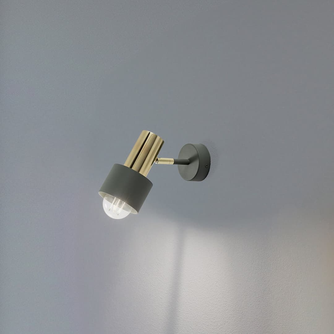 Destin Wandstrahler, einflammig grün/messing - Argon - Wohnzimmer - Modern - Metall