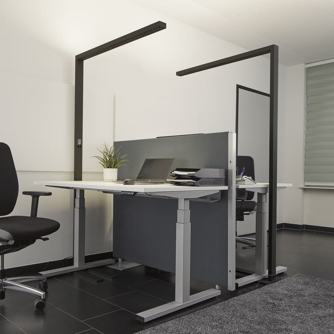 Arcchio LED-Büro-Stehlampe Jolinda, 2er-Set, schwarz, 4.000K - Arbeitszimmer / Büro - Modern - Aluminium - Eckig