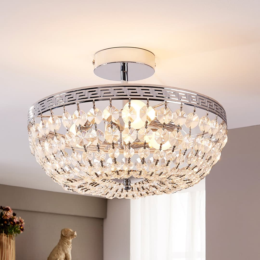 Mondrian Deckenleuchte Clear/Chrome - Lindby - Flurbereich - Modern - Kristall - Mit Abstand
