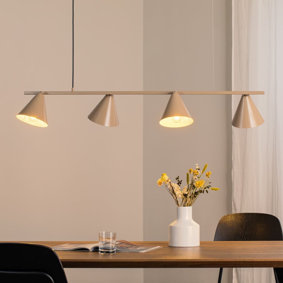 Form 4 Hängelampe beige Metall 4-flg. Kegel - ALDEX Hängeleuchte Form 4 - Esszimmer - Modern - Mehrflammig