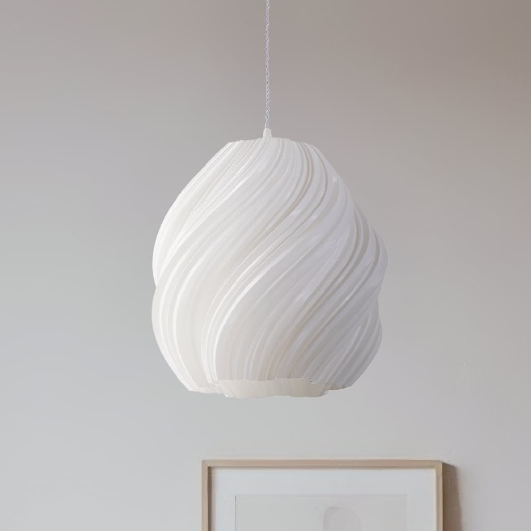 Nuvia Pendelleuchte, weiß, Ø 30 cm, 3D Druck - Lindby - Wohnzimmer - Modern - Kunststoff - Einflammig