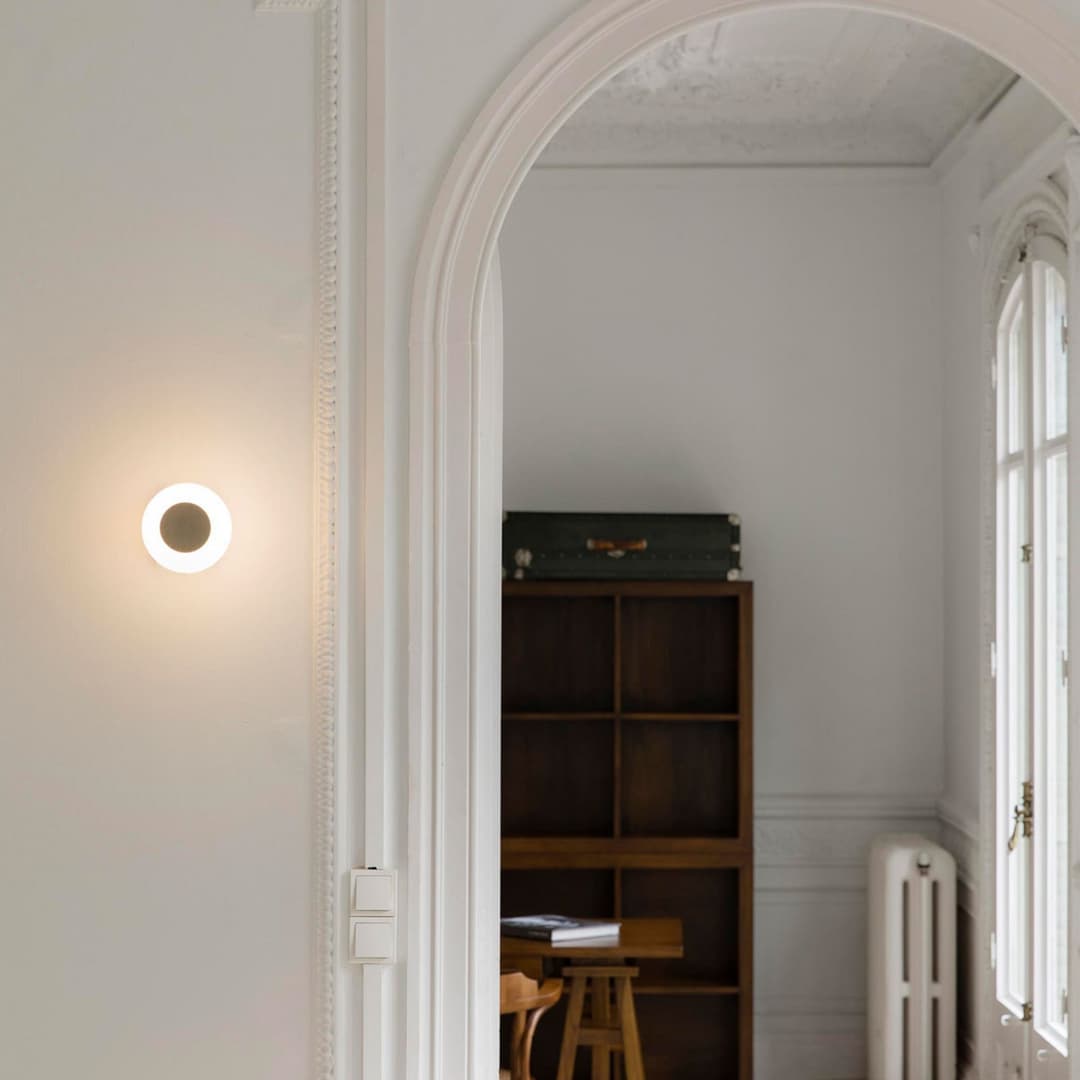 Moy LED-Wandlampe, gold/weiß, Glasschirm - Faro FARO BARCELONA - Wohnzimmer - Modern - Rund