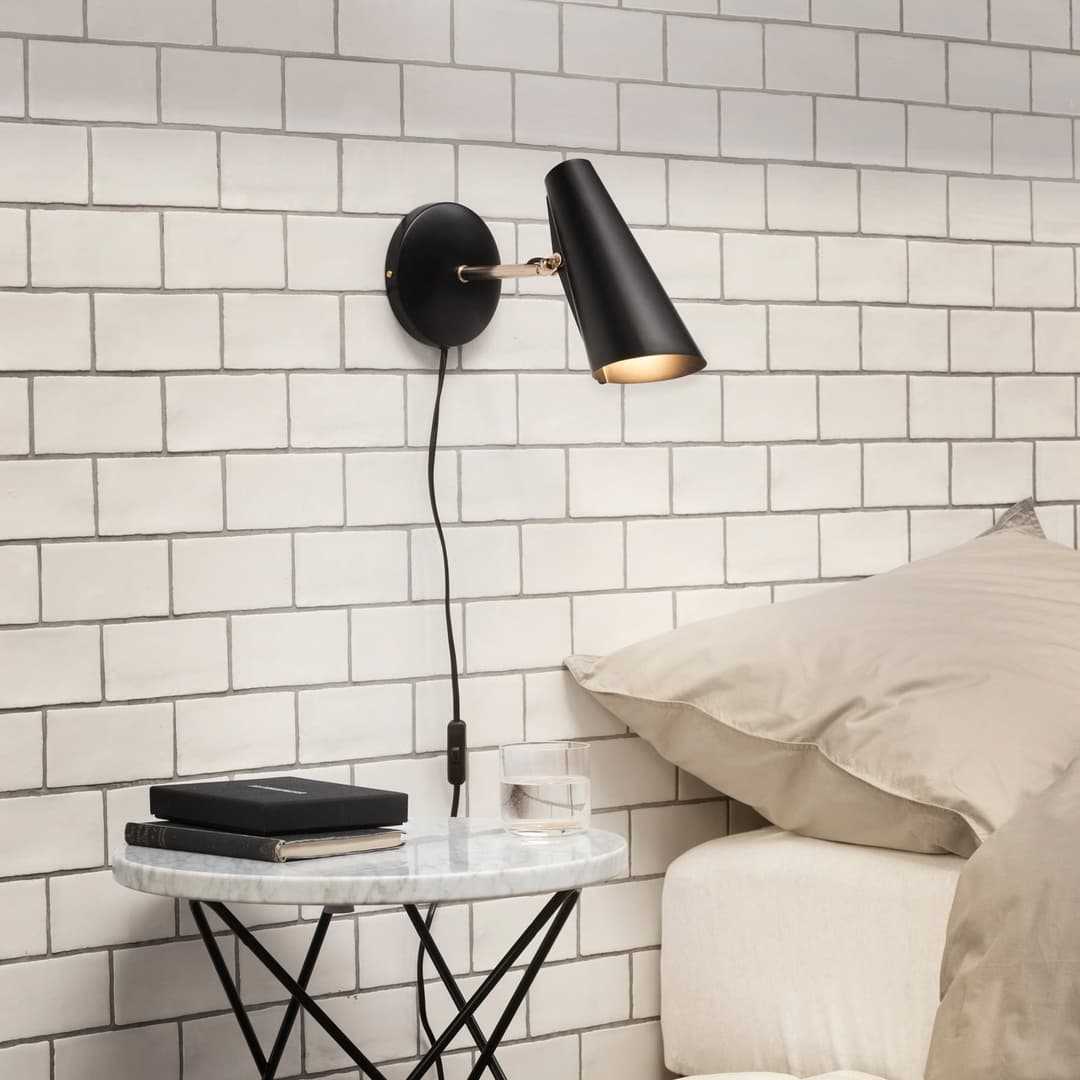 Birdy Wandleuchte Kurz Schwarz/Messing - Northern - Wohnzimmer - Design - Metall - Einflammig
