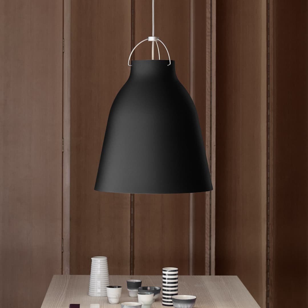 Caravaggio™ P3 Pendelleuchte Matt Schwarz - Fritz Hansen Caravaggio P3 - Wohnzimmer - Design - Metall - Einflammig
