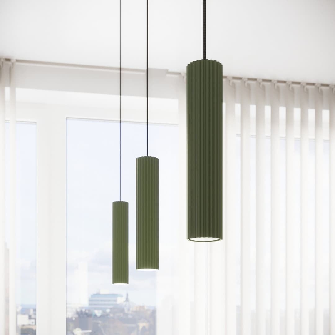 ALORA Hängeleuchte, olivgrün, Ø 8 cm, Metall, GU10 - SOLLUX SOLLUX LIGHTING - Wohnzimmer - Aluminium - Einflammig