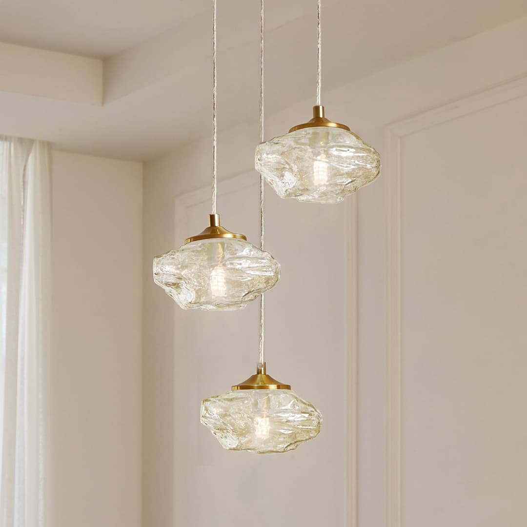 Piatra Cluster Pendelleuchte Cognac/Messing - Lindby - Wohnzimmer - Modern - Glas - Mehrflammig