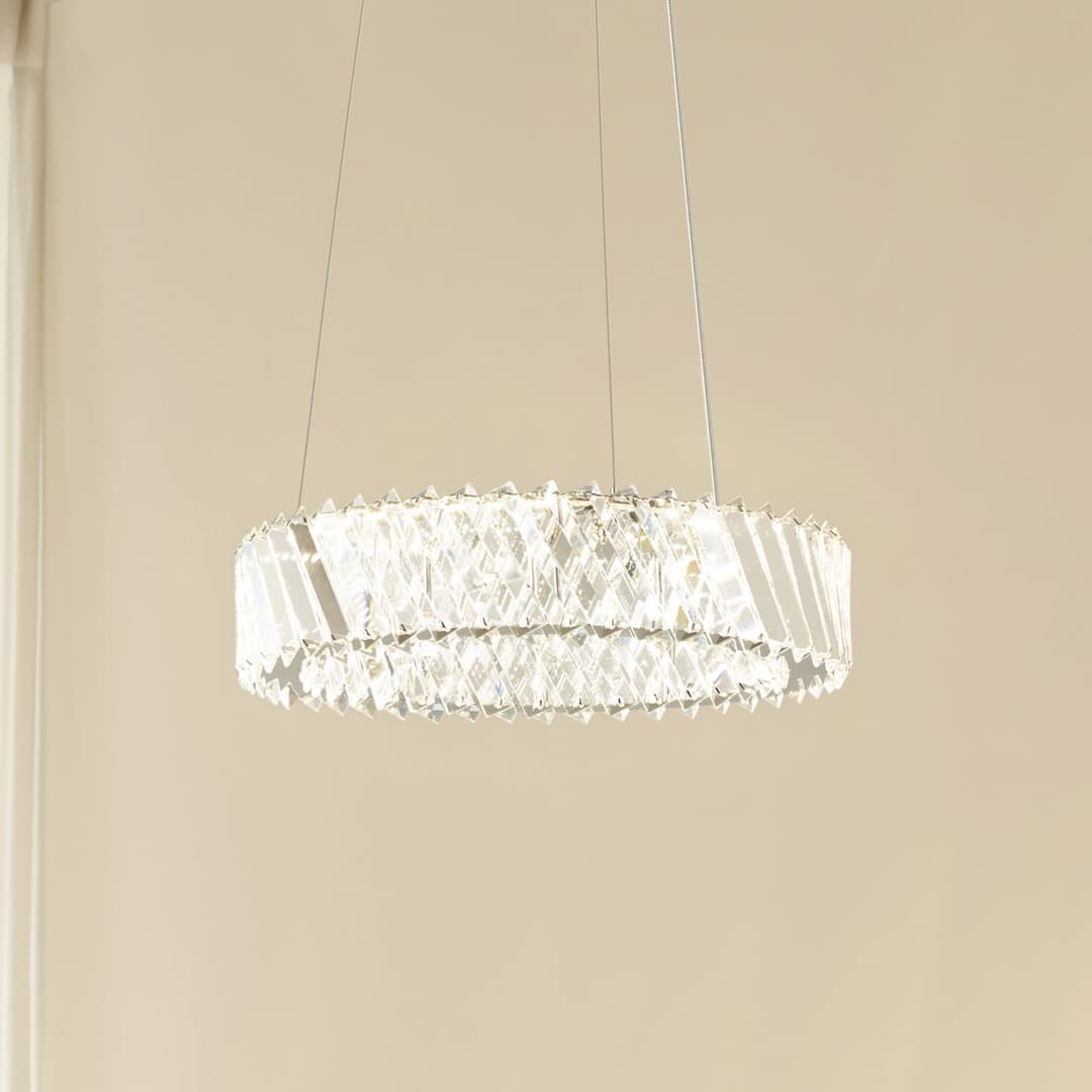 Glacis LED-Hängeleuchte, Kristall, Ø 40 cm, chrom - Lucande - Wohnzimmer - Design - Glas - Einflammig