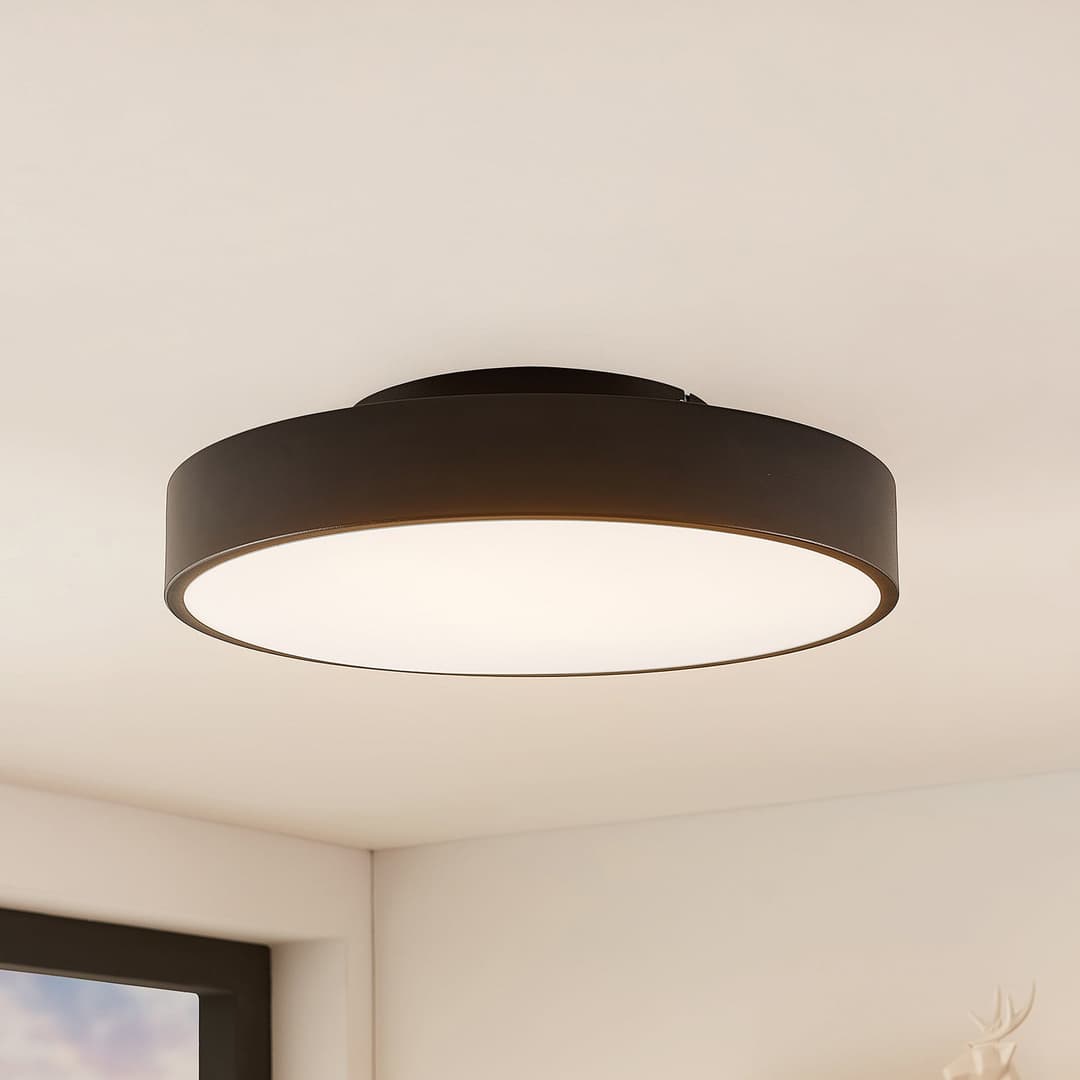 Milada LED Deckenleuchte Black - Lindby - Wohnzimmer - Modern - Metall - Rund