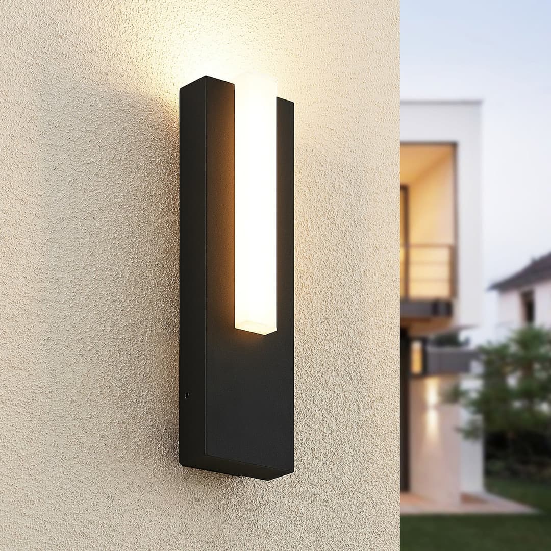 Virgalia Außenwandleuchte Graphite - Lucande - Balkon - Modern - Aluminium - Eckig