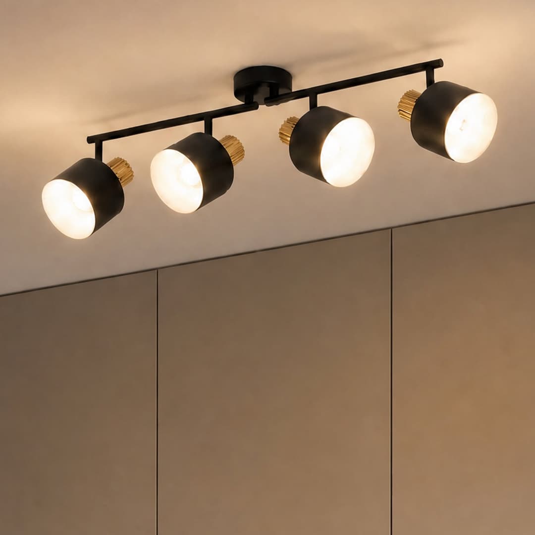 Lenja Deckenstrahler, E14, schwarz/weiß, vierflammig, Metall - Lindby - Wohnzimmer - Modern - Mehrflammig