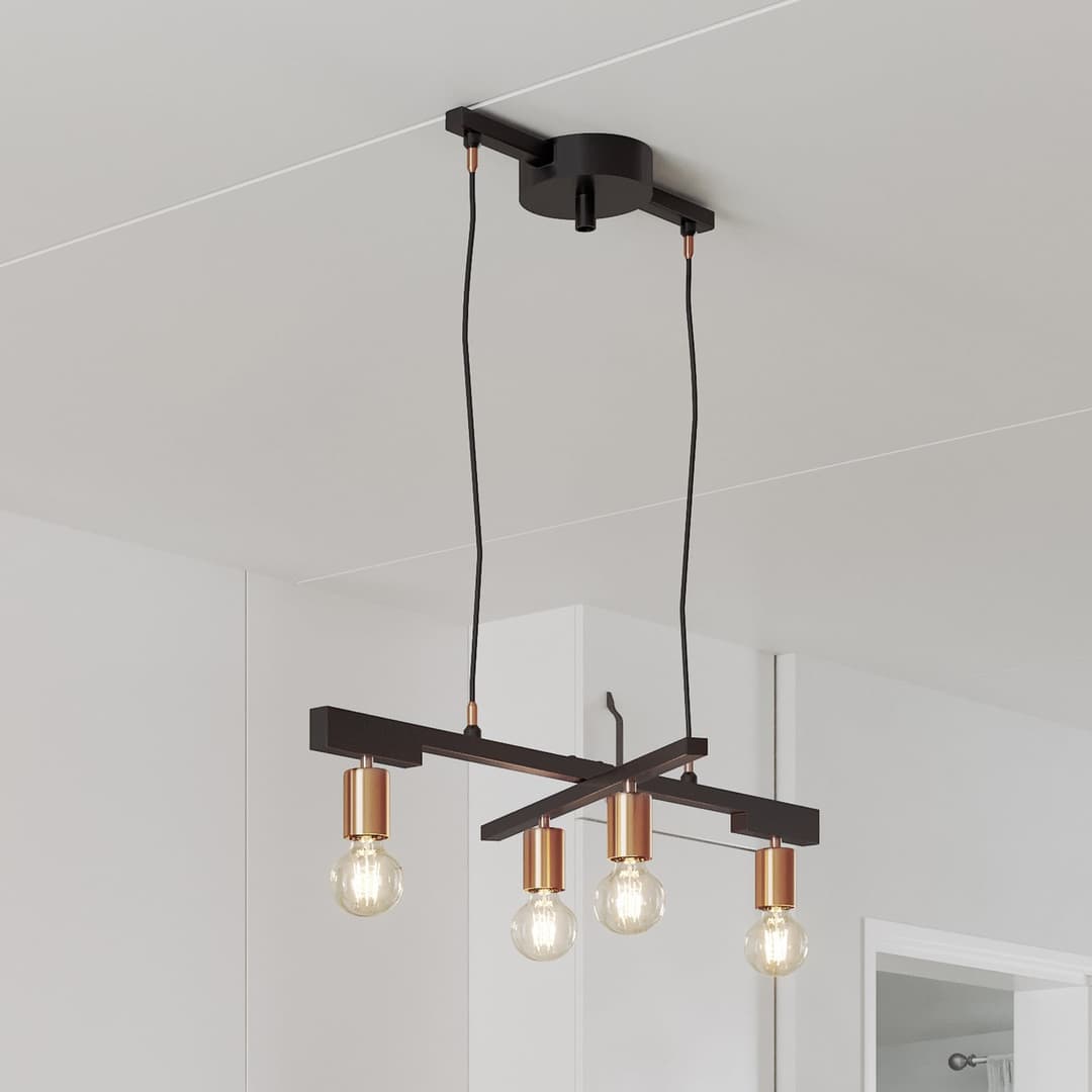 Zeona 4 Pendelleuchte Matt Black - By Rydéns - Wohnzimmer - Modern - Metall - Mehrflammig