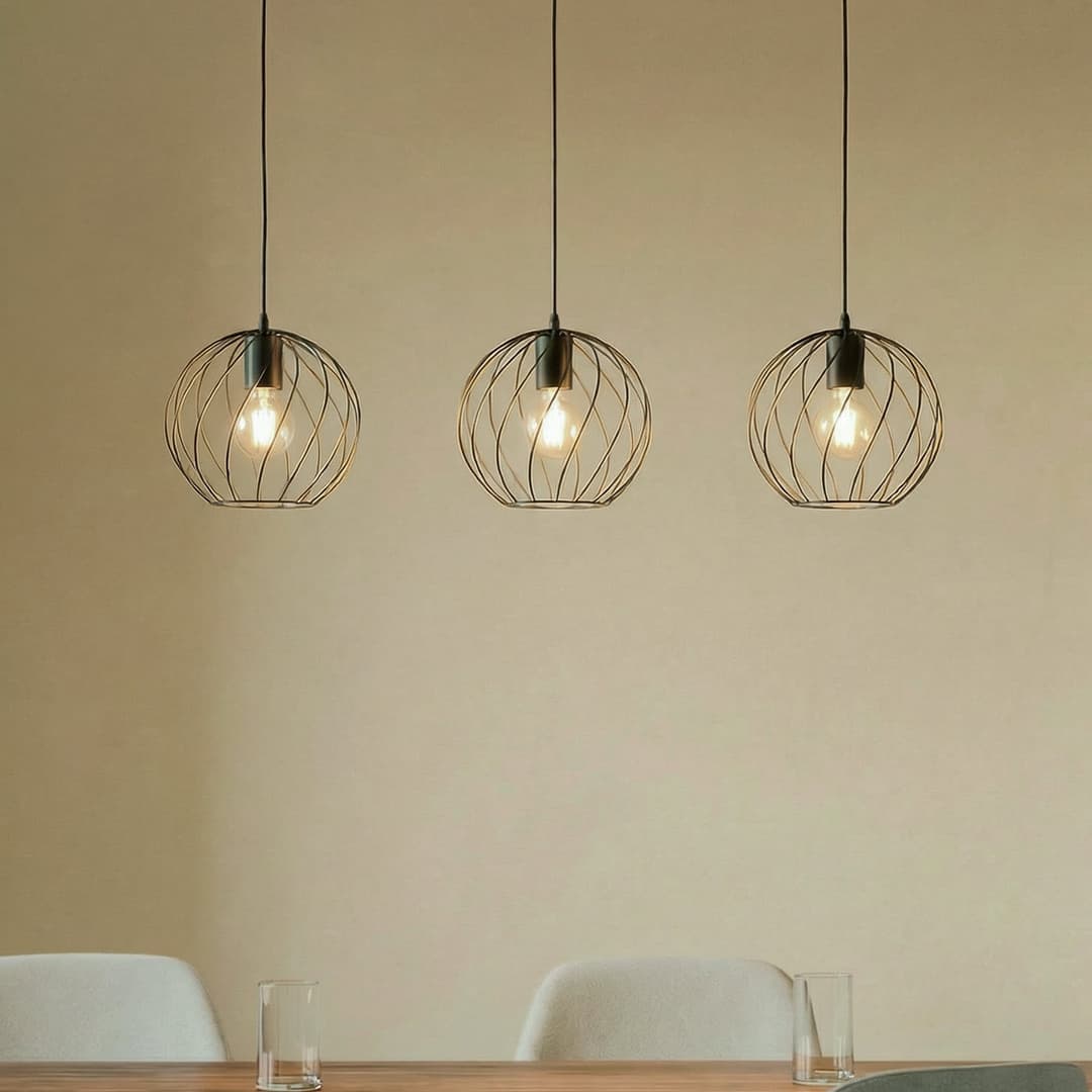 Danika Long Pendelleuchte L105 Schwarz - Lindby - Wohnzimmer - Modern - Metall - Mehrflammig