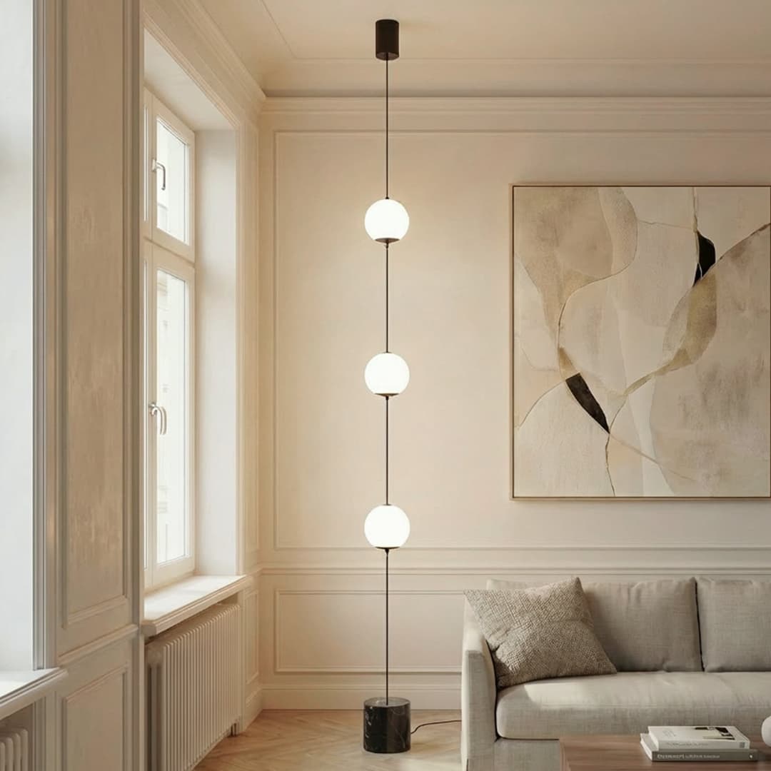 Darrow LED-Stehlampe, schwarz/opal, Glas, dimmbar - Lucande - Wohnzimmer - Modern - Mehrflammig