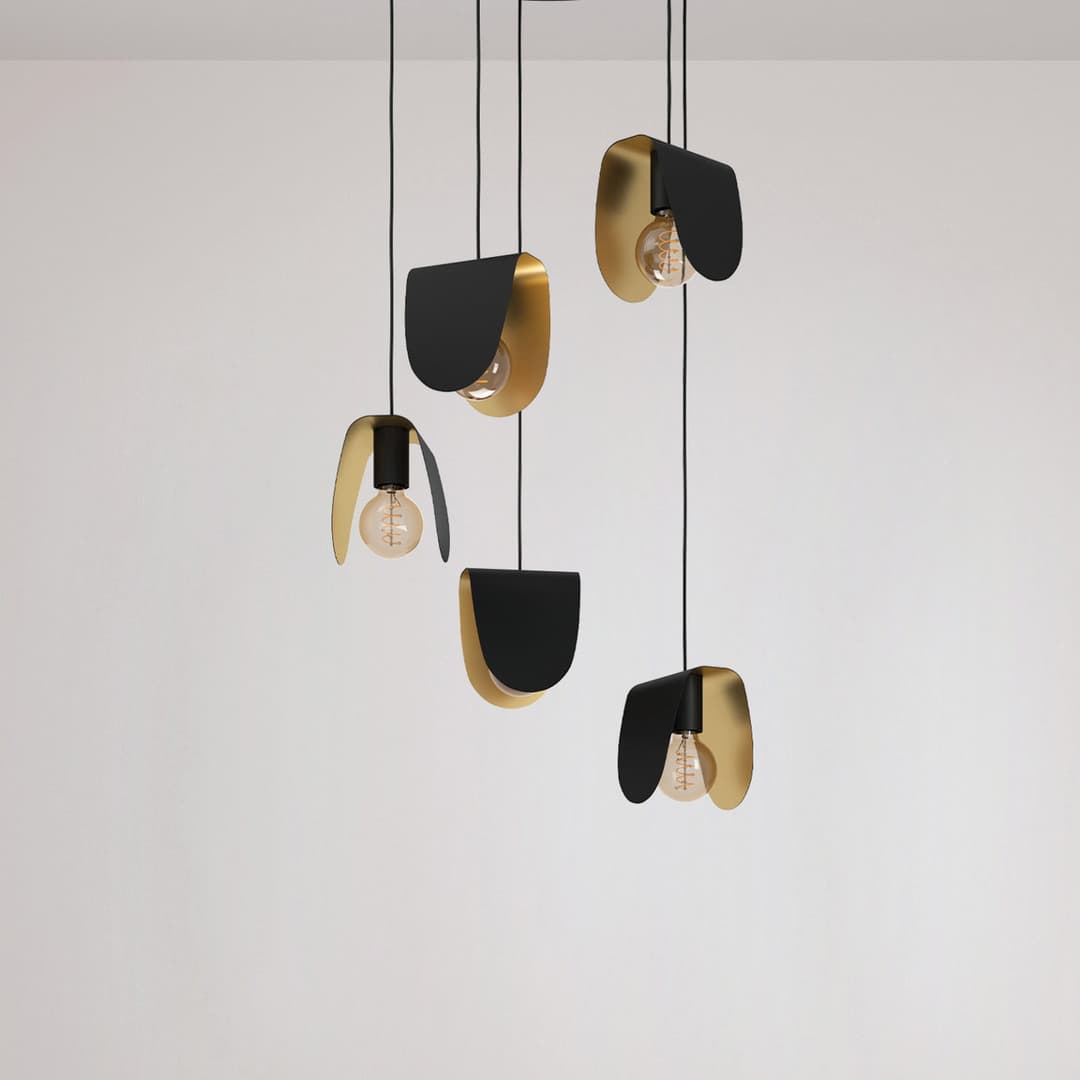 Serenara Hängelampe 5-flg. schwarz/gold - EGLO Stars Of Light - Wohnzimmer - Modern - Metall - Mehrflammig