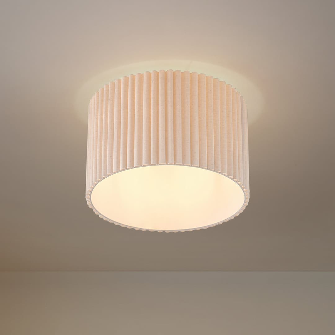 Libbie Deckenleuchte, Ø 45 cm, Leinen, creme - Lindby - Wohnzimmer - Skandinavisch - Stoff / Textil - Einflammig