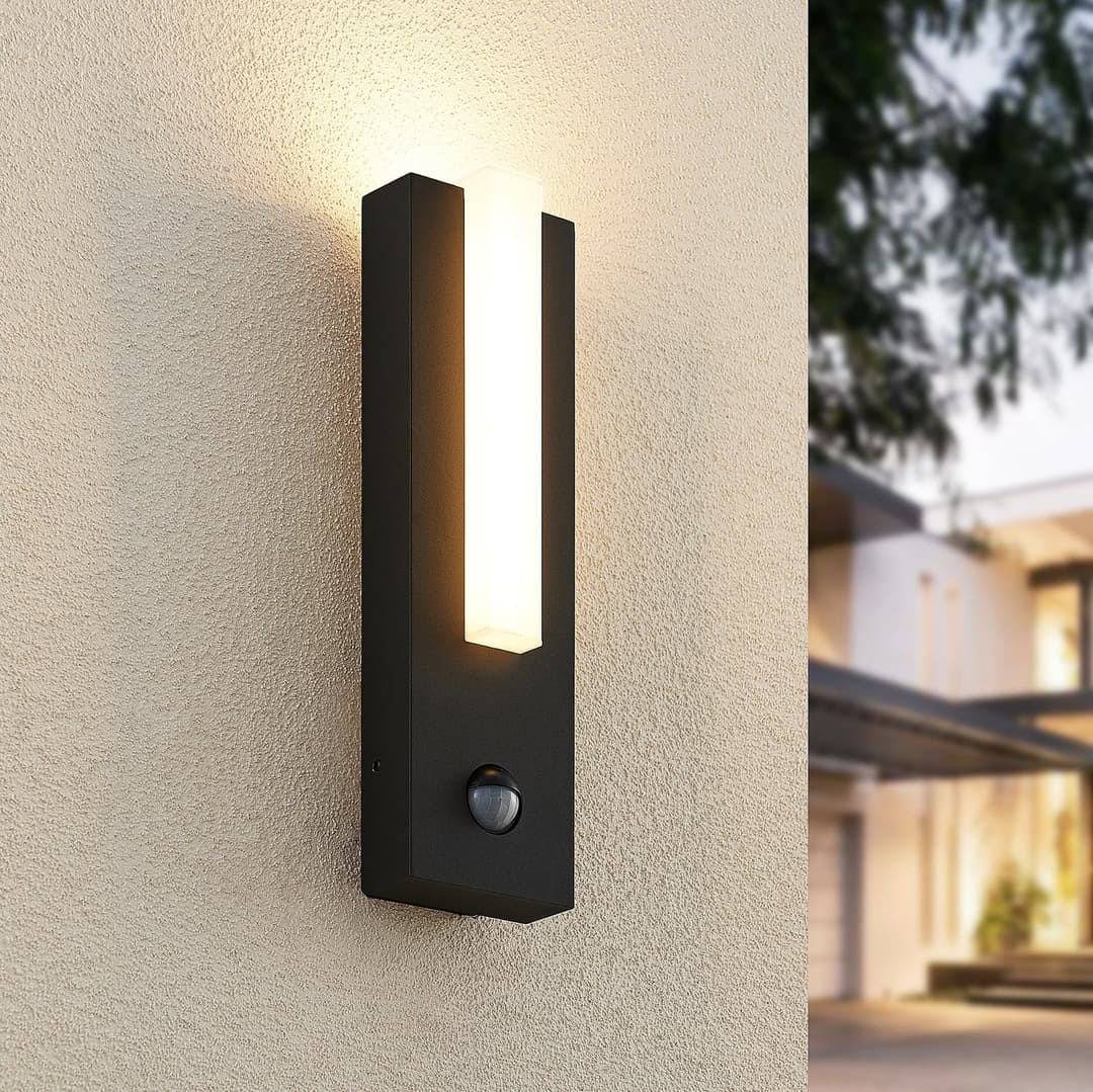 Virgalia Außenwandleuchte w/Sensor Graphite - Lucande - Balkon - Modern - Aluminium - Eckig