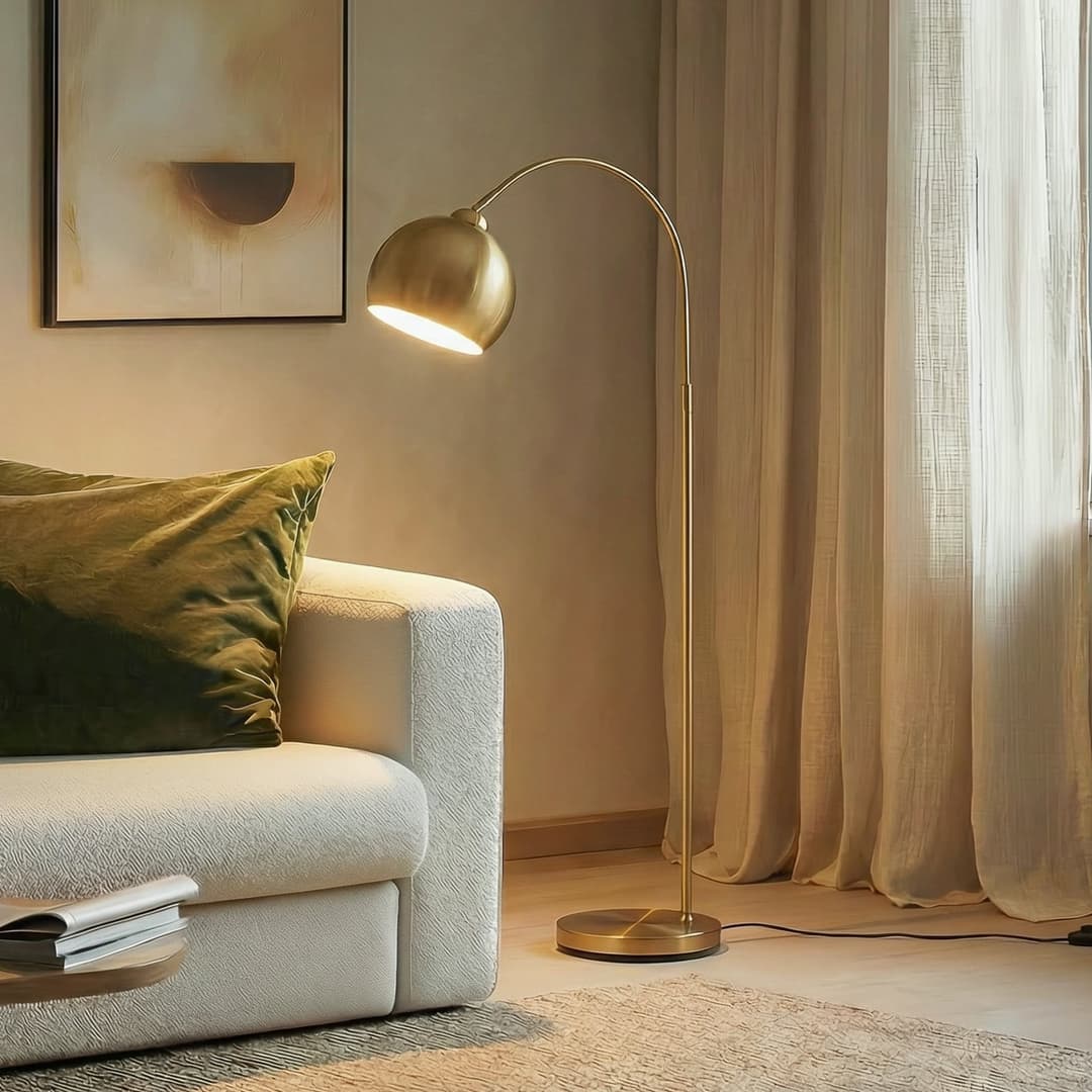 Moisia Stehleuchte Brass - Lindby - Wohnzimmer - Modern - Metall - Einflammig
