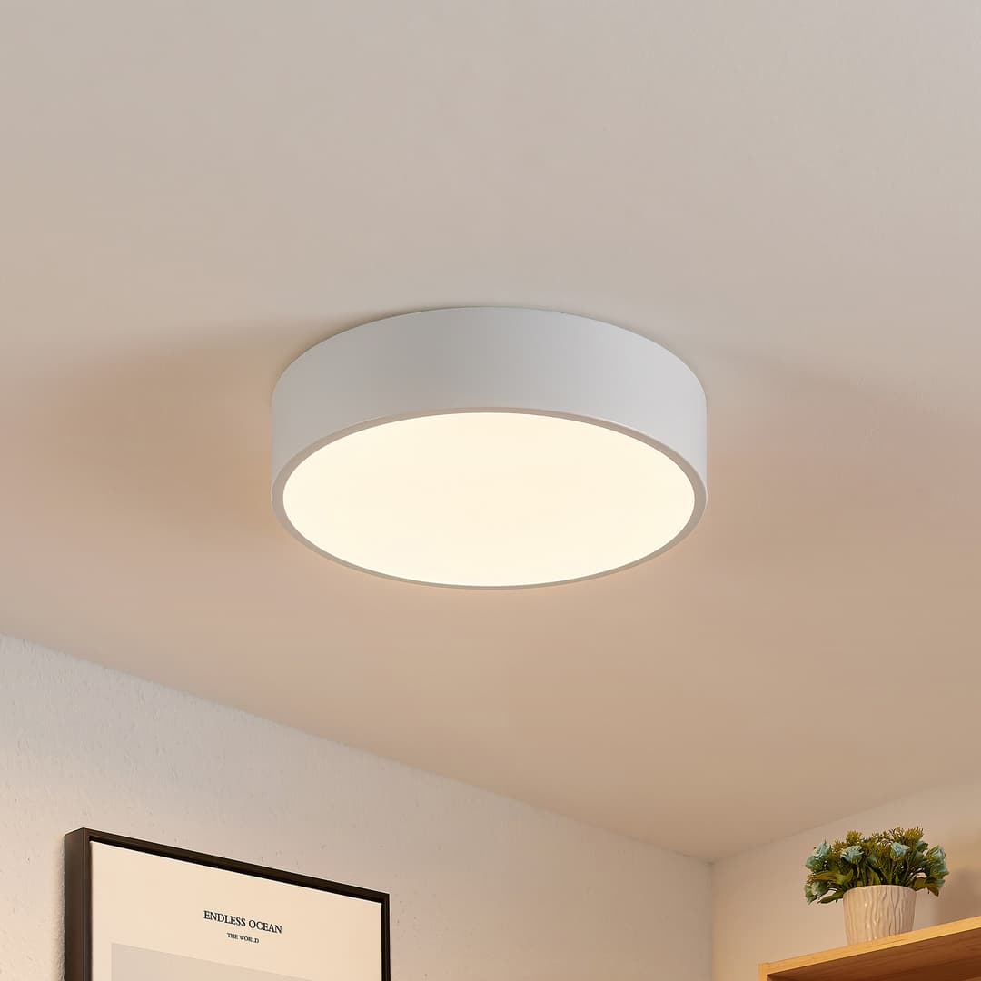 Lindby LED-Deckenleuchte Simera, Ø 30cm, weiß, dimmbar - Wohnzimmer - Modern - Kunststoff - Rund