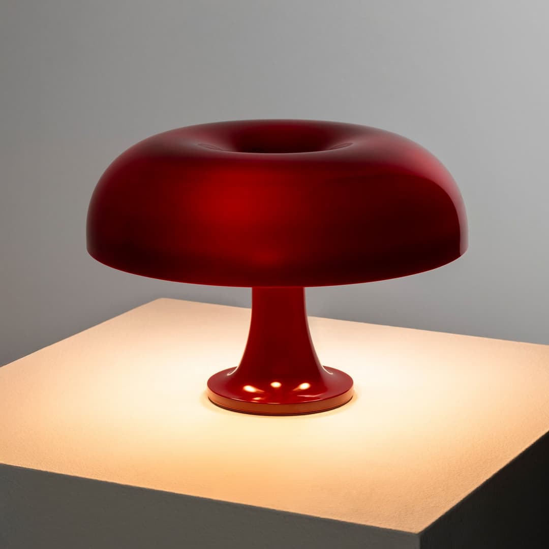 Nessino Tischlampe, rubinrot, Höhe 22 cm, E14 - Artemide - Wohnzimmer - Design - Kunststoff - Einflammig