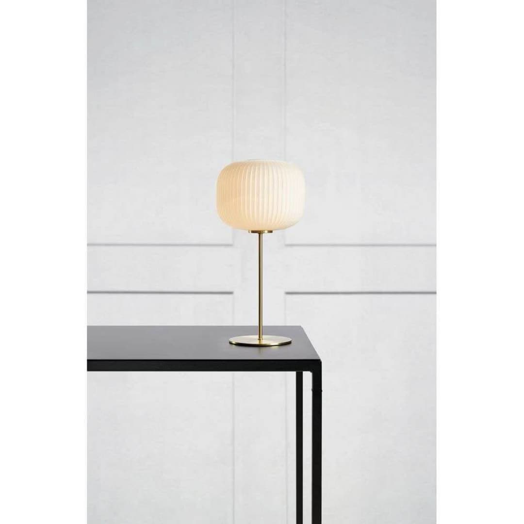 Sober Tischleuchte Brushed Brass/White - Markslöjd - Wohnzimmer - Glas