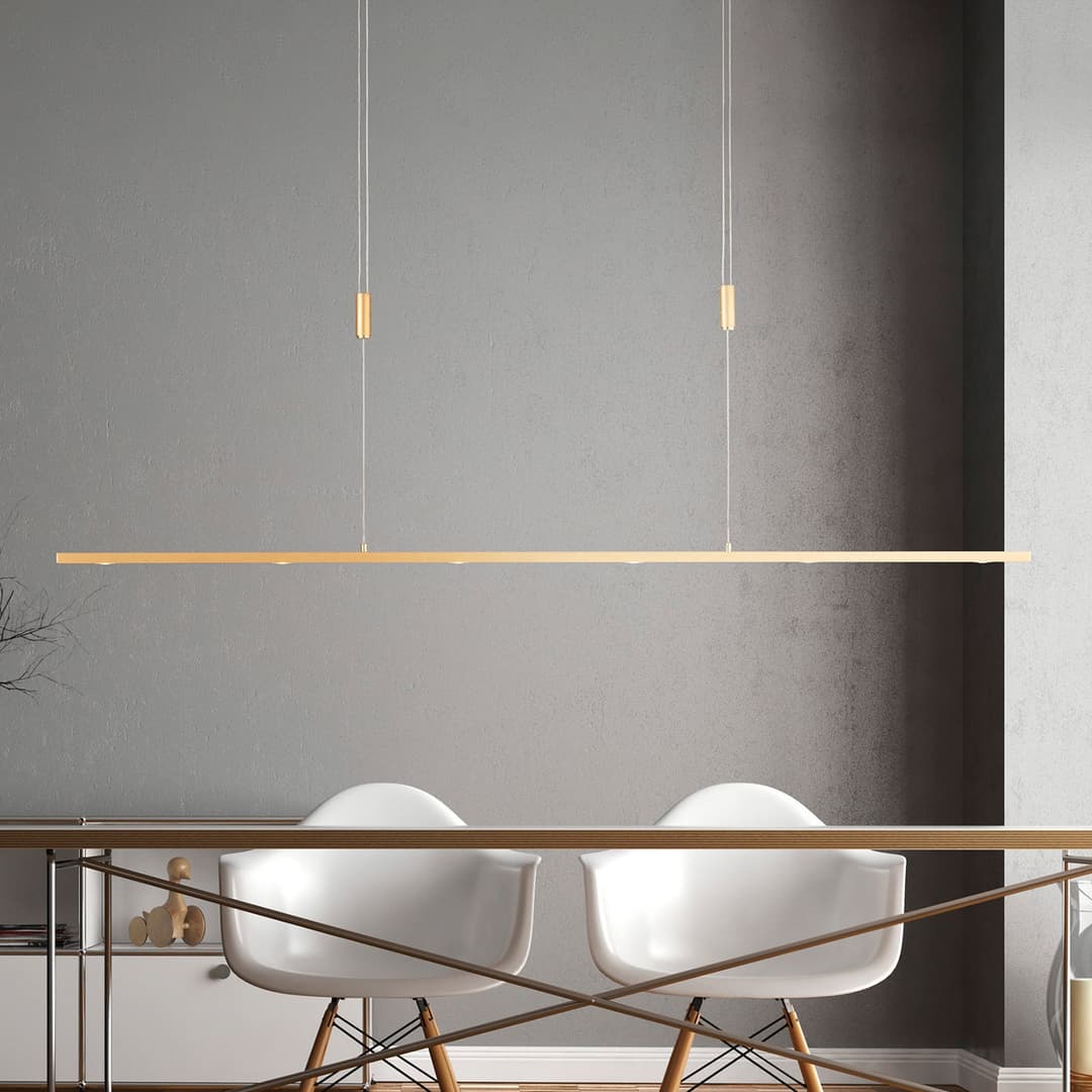 LED-Pendellampe Tolu, Länge 139 cm, messing - Quitani - Wohnzimmer - Modern - Metall - Einflammig