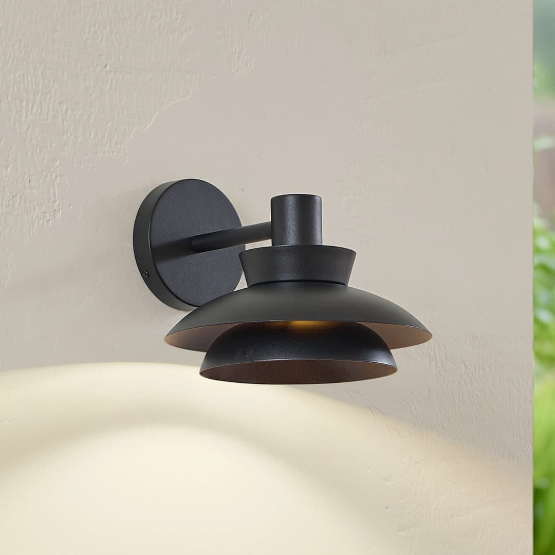 Thais Außenwandleuchte Ø 25 cm schwarz Metall - Lucande - Terrasse - Modern - Einflammig
