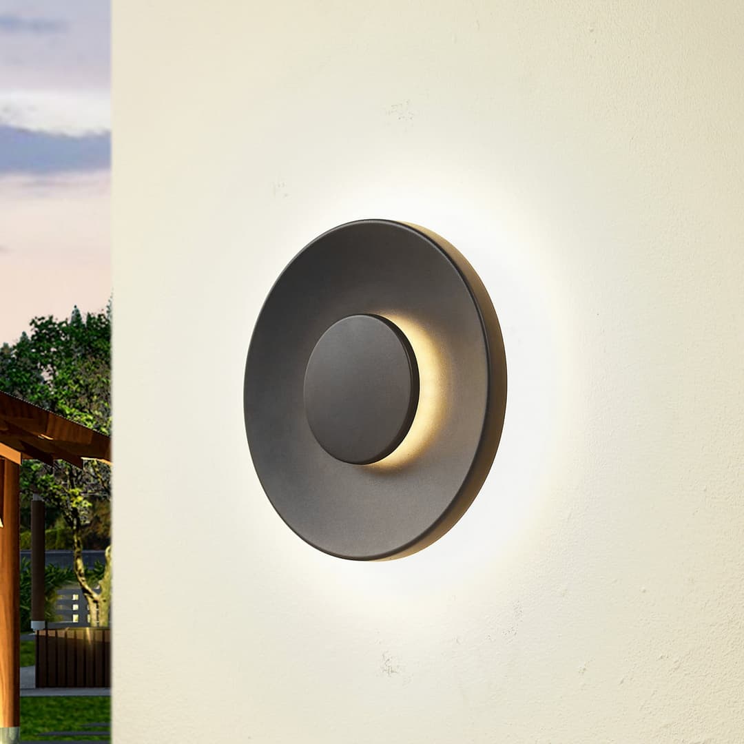 Kayana LED-Außenwandleuchte, schwarz, Alu, 24 cm - Lucande - Terrasse - Modern - Aluminium - Rund