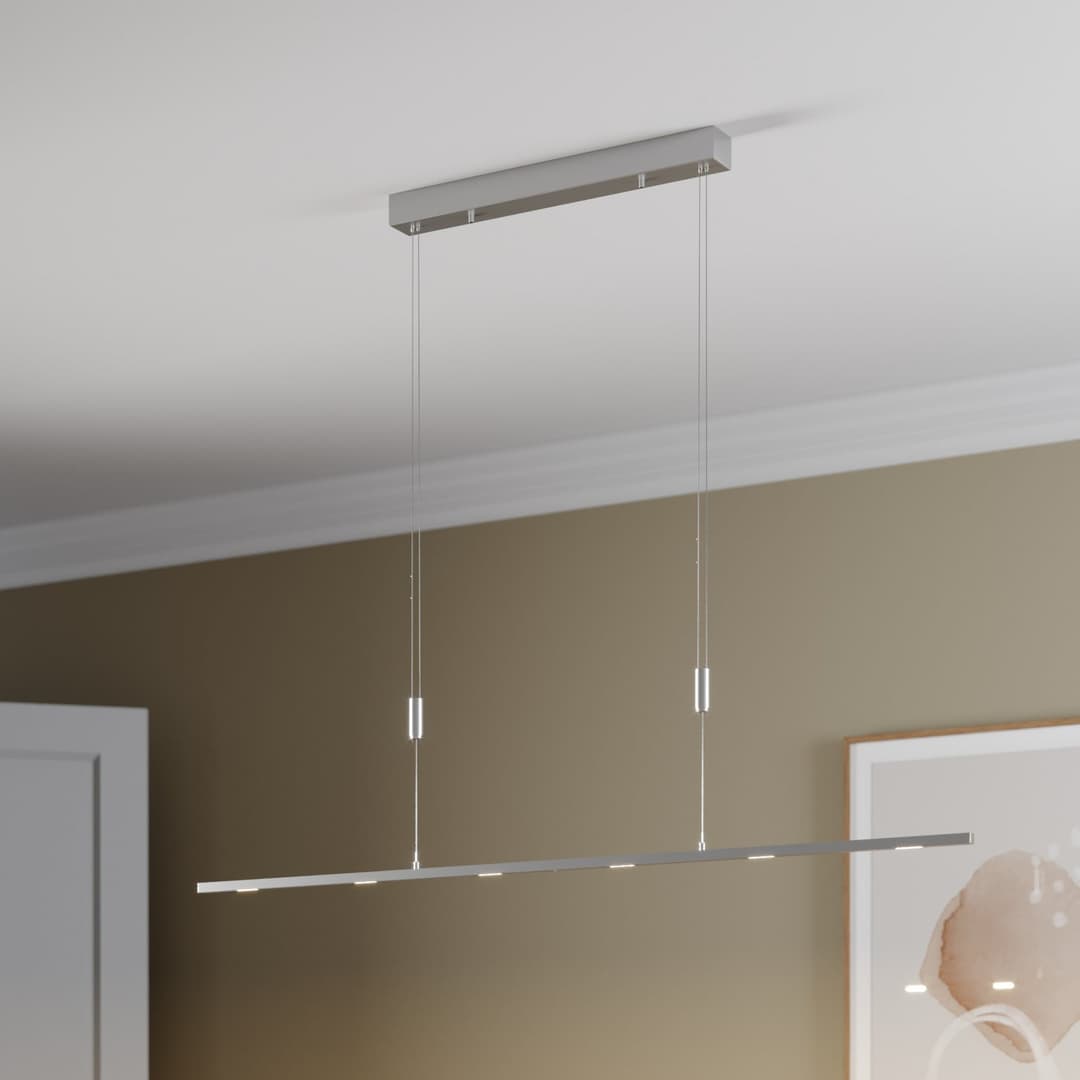 Arnik Pendelleuchte L140 Nickel - Lucande - Wohnzimmer - Modern - Metall - Einflammig