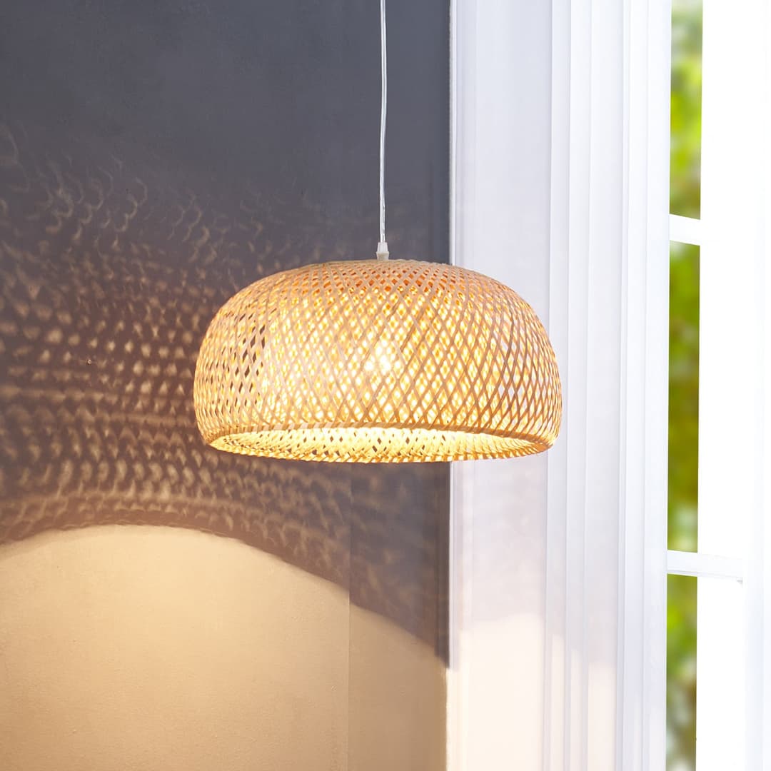 Lindby Hängeleuchte Jadwiga, Ø 45 cm, Bambus, E27 - Wohnzimmer - Boho - Einflammig