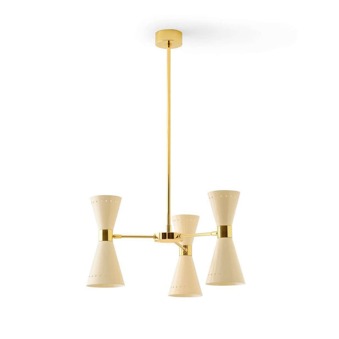 Megafono Pendellampe, elfenbeinfarben 54cm, 6flg. - Stilnovo - Wohnzimmer - Design - Metall - Mehrflammig