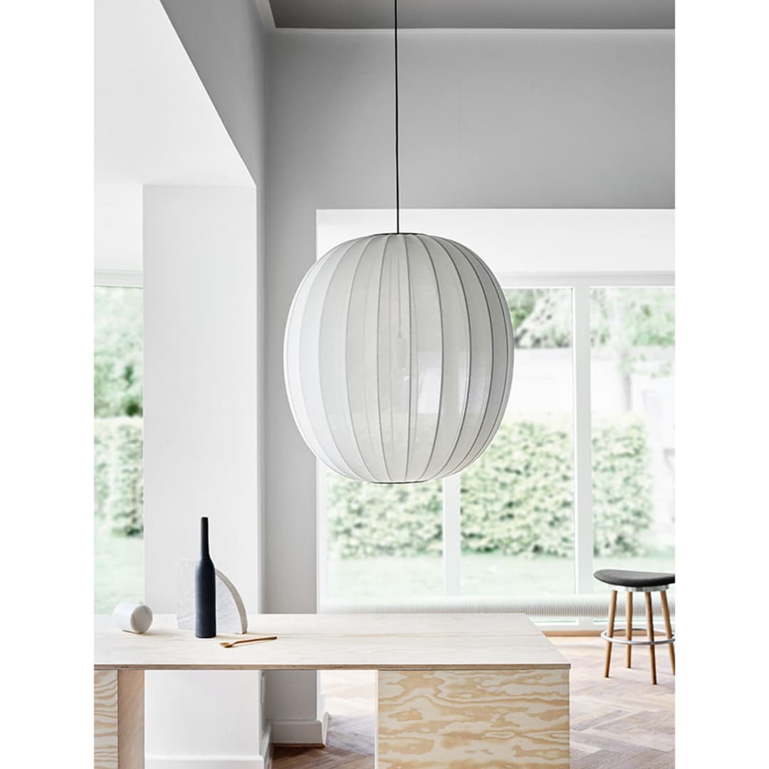 Knit-Wit 75 Round Pendelleuchte Pearl White - Made By Hand - Schlafzimmer - Aluminium