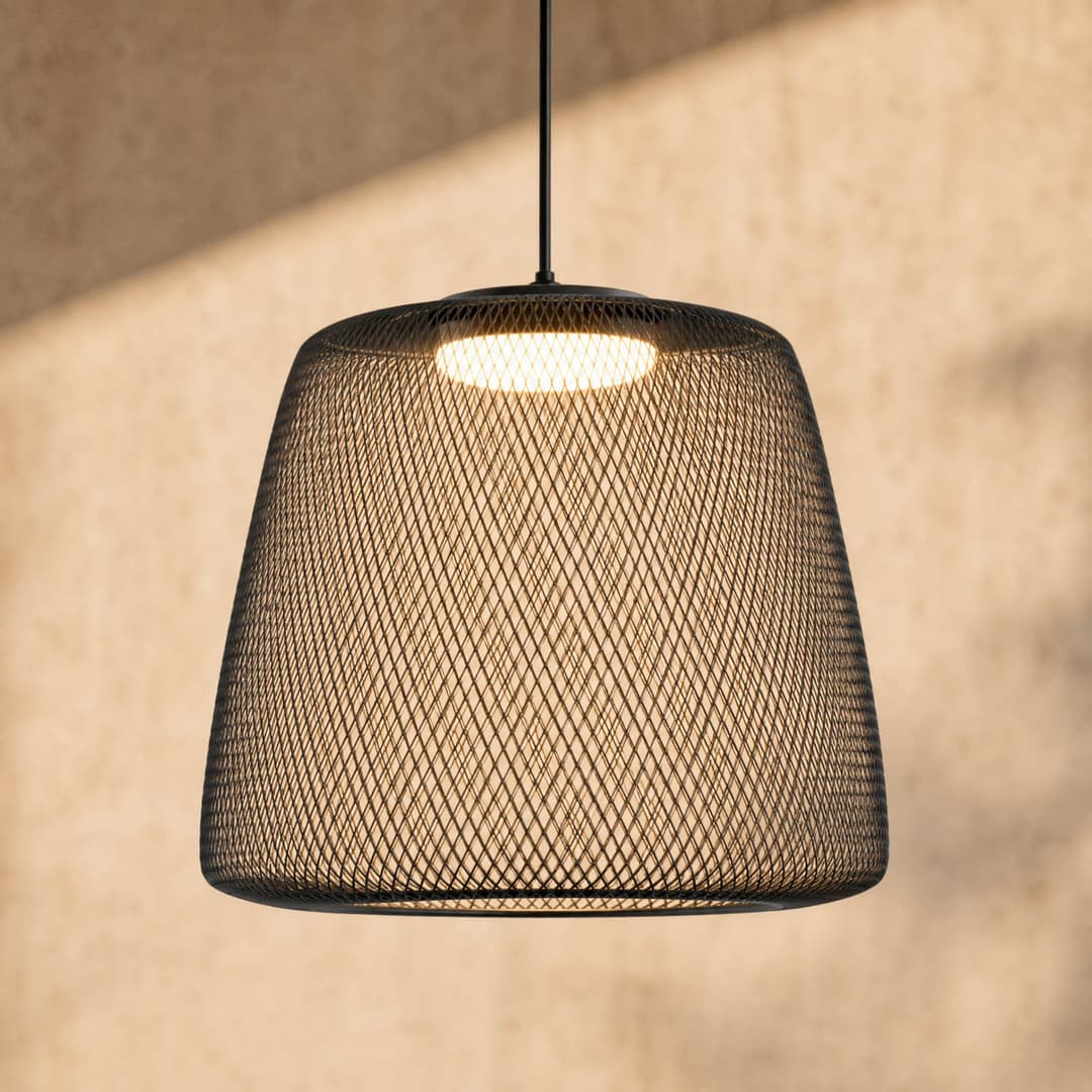 Korvyn LED-Außenhängeleuchte, schwarz, Ø 50 cm, step-dim - Lucande - Design - Metall - Einflammig