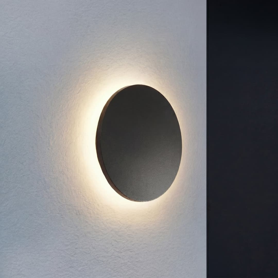 Selinel LED-Außenwandleuchte, Ø 23 cm, Hausnummer, schwarz, Metall - Lindby - Modern - Rund