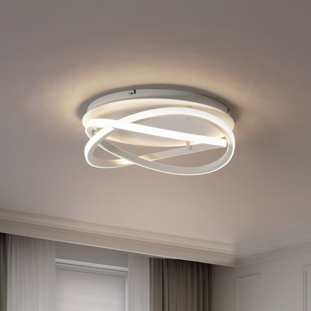 Aldric LED Deckenleuchte Ø45 Weiß - Lucande - Wohnzimmer - Modern - Aluminium - Rund