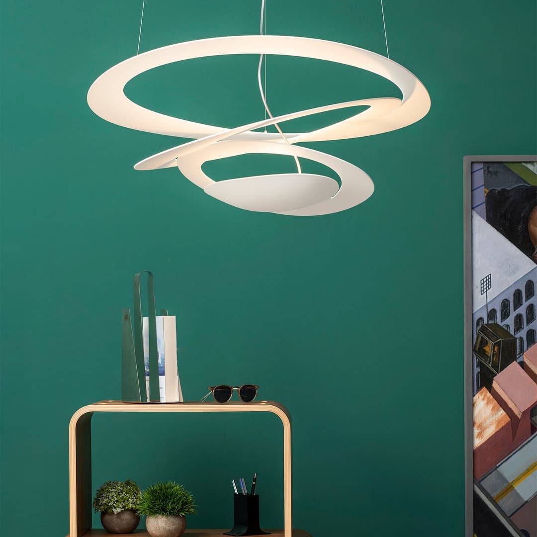 Pirce Hängeleuchte, 67x69 cm, weiß - Artemide Pirce Mini - Wohnzimmer - Design - Metall - Einflammig